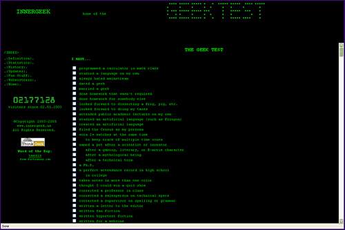 screenshot of geek test v3-1